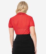 Load image into Gallery viewer, Red &amp; Black Clip Drop Caroline Blouse
