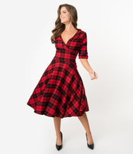 Load image into Gallery viewer, Delores Red and Black Plaid Dress
