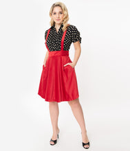 Load image into Gallery viewer, Red Ruth Suspender Flare Skirt
