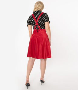 Red Ruth Suspender Flare Skirt