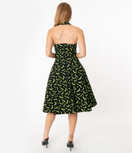 Load image into Gallery viewer, Rita Neon Lime Bats Swing Dress
