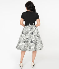 Load image into Gallery viewer, White and Black Toile Print Waikiki Swing Skirt
