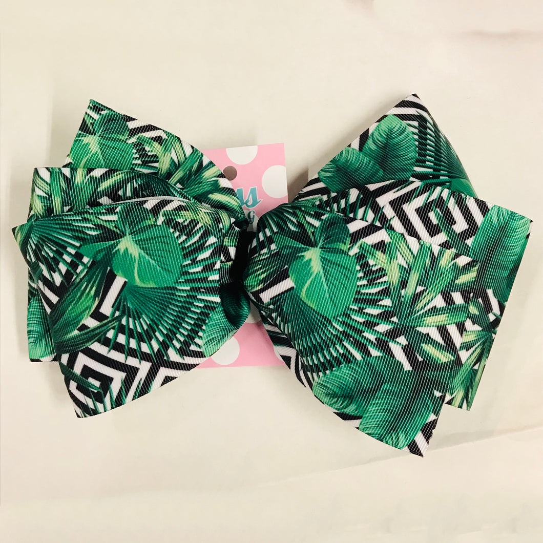 Palm Fronds Xtra Large Hand Made Hair Bow