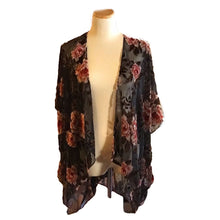 Load image into Gallery viewer, Black and Pink Floral Kimono
