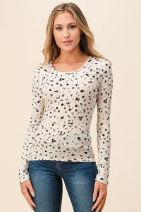 Blush Ditsy Flower Thermal Long Sleeve Top
