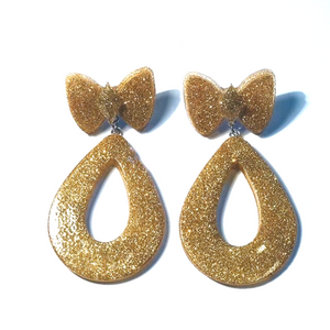 Bettie Glitter Teardrop & Bow Earrings- More Colors!