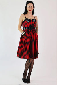 Red Striped Spider Queen Swing Dress