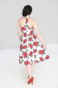Cannes Red Roses White Dress
