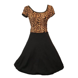 Cheetah Print and Black Skater Dress
