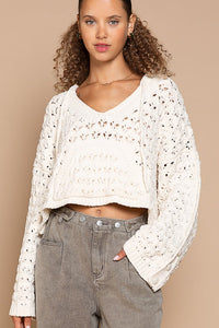 Clarisse Cream Cropped Knit Sweater