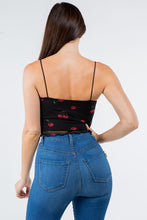 Load image into Gallery viewer, Cherry Print Mesh Layer Tank Top
