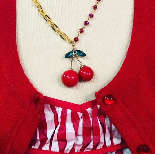 cherry retro necklace