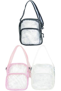 Clear Double Pocket Purse with Nylon Strap- More Colors Available!