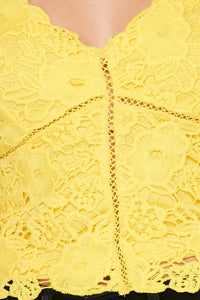 Mustard Lace Crochet Crop Top