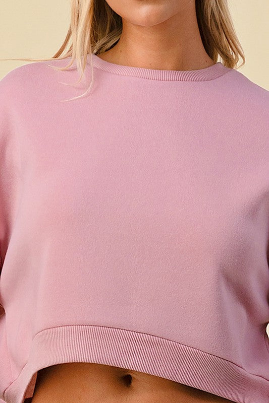 Rose Cropped Fleece Sweatshirt