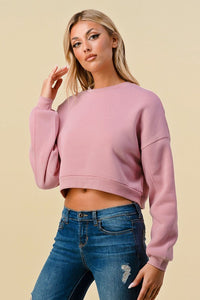 Rose Cropped Fleece Sweatshirt