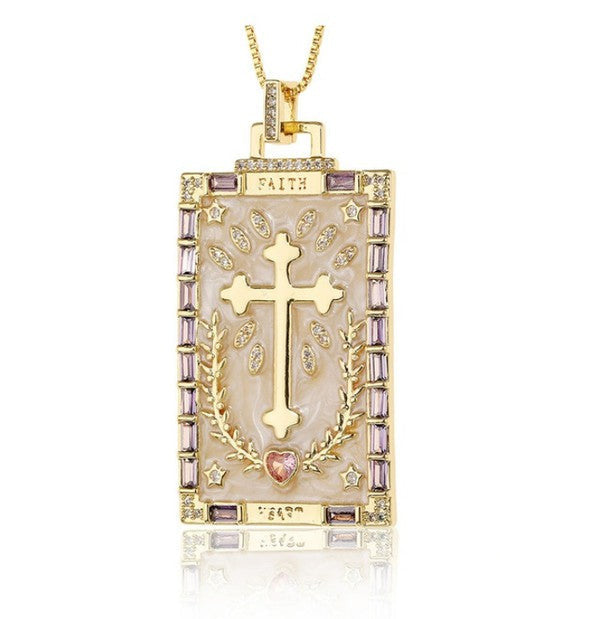 Cross Gothic Tarot Card Statement Necklace