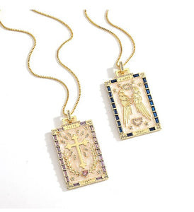 Cross Gothic Tarot Card Statement Necklace
