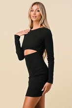 Load image into Gallery viewer, Cut Out Front Rib Long Sleeve Midi Dress
