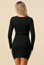 Load image into Gallery viewer, Cut Out Front Rib Long Sleeve Midi Dress
