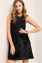 Load image into Gallery viewer, Black Lace and Velvet Sleeveless Dress
