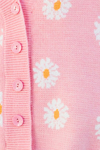Pastel Pink and White Daisy Cardigan