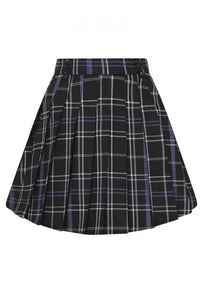 Daria Nancy Black and Purple Check Pleated Mini Skirt