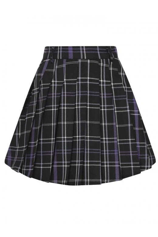 Daria Nancy Black and Purple Check Pleated Mini Skirt – Pink House