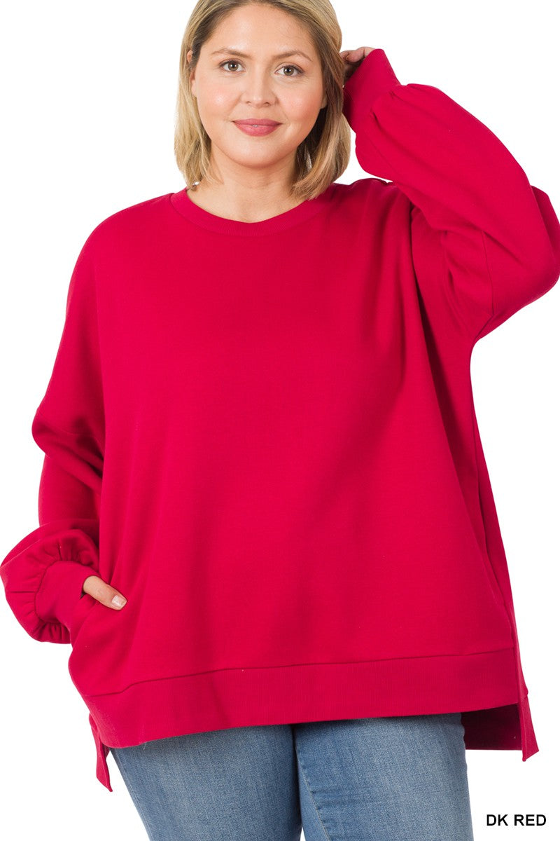 Red Cozy Crew Neck Sweater Top