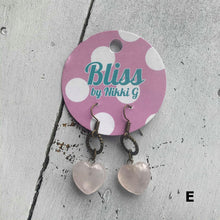 Load image into Gallery viewer, Rose Quartz Heart Charm Earrings
