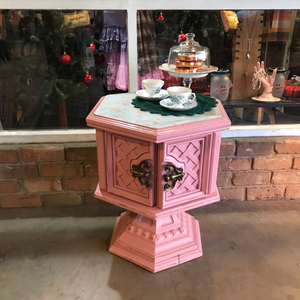 Pink Floral End Table