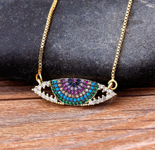Load image into Gallery viewer, Greek Evil Eye CZ Stone Sparkly Necklace

