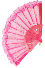 Load image into Gallery viewer, Gossamer Floral Lace Glitter Floral Detail Hand Fan- More Styles Available!
