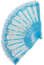 Load image into Gallery viewer, Gossamer Floral Lace Glitter Floral Detail Hand Fan- More Styles Available!
