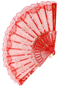 Gossamer Floral Lace Glitter Floral Detail Hand Fan- More Styles Available!