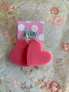 Dangly Heart Acrylic Statement Earrings- More Colors Available!