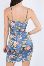 Load image into Gallery viewer, Blue and Blush Floral Bodycon Dress
