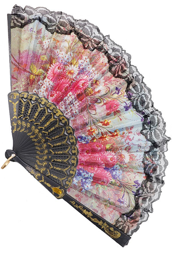 Floral Lace Trim Hand Fan- More Styles Available!