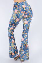 Load image into Gallery viewer, Blue and Blush Floral Bell Bottom Leggings
