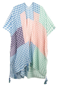 Color Blocks Gingham Kimono with Tassels- More Colors Available!