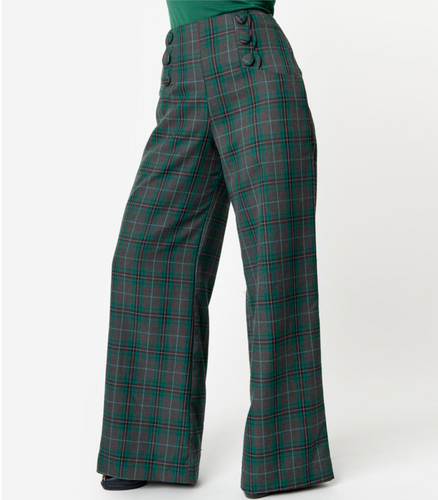unique vintage green plaid pants