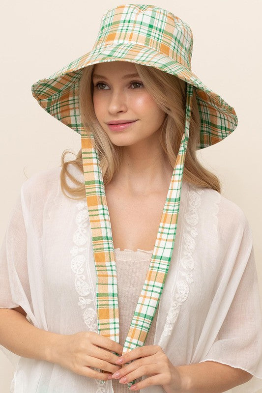 Green and Yellow Plaid Bucket Hat