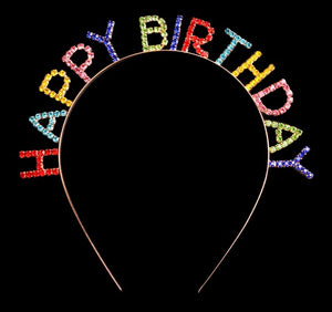 "Happy Birthday" Rainbow Rhinestone Headband