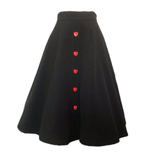 Load image into Gallery viewer, black skirt red heart buttons made in usa
