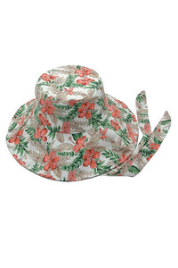 Peach Hibiscus Tropical Floral Bucket Hat