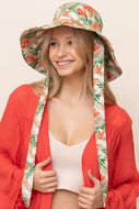 Peach Hibiscus Tropical Floral Bucket Hat