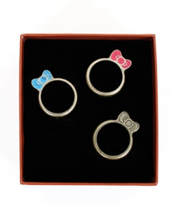 hello kitty stackable bow ring set