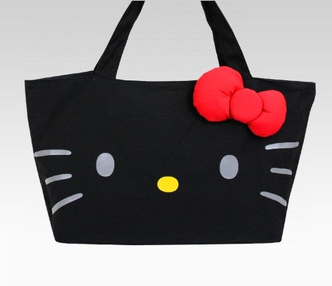 Hello Kitty Black Zipper Tote with Red Stuffed Bow