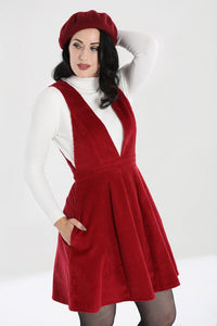 Jeanette Red Corduroy Pinafore
