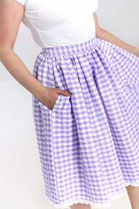BB Lavender Gingham 50's Swing Skirt